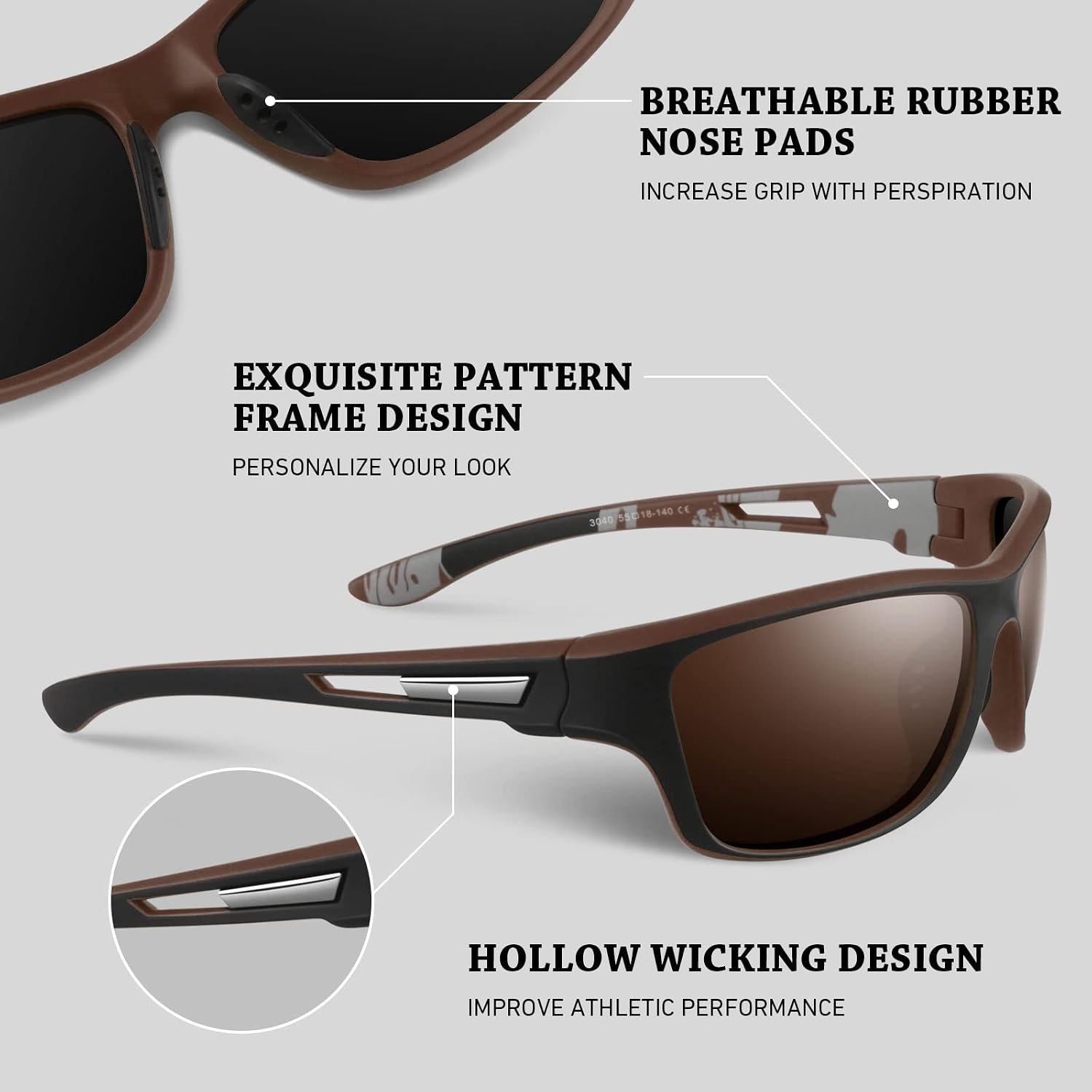 WEAROYO Polarized Sports Sunglasses Men Womens Fishing Running UV400