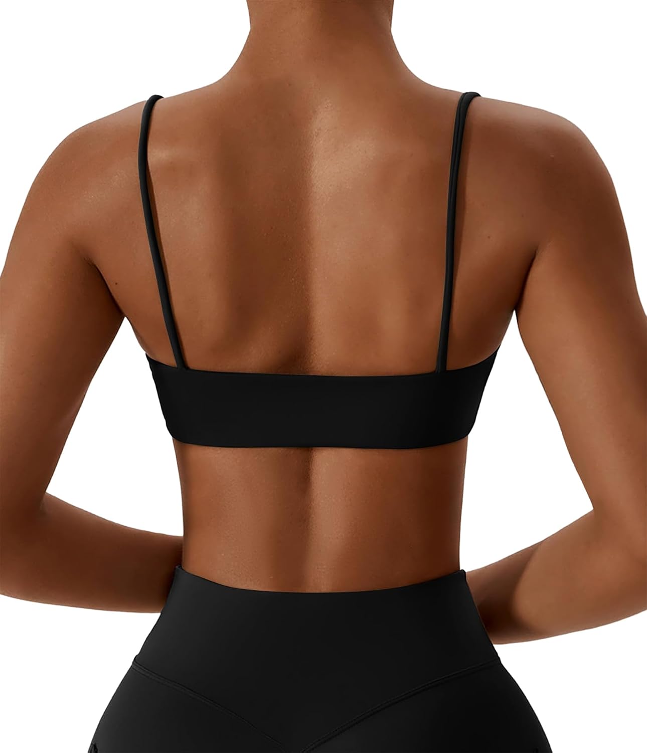 Comper Women's Sports Bras Wirefree Racerback Workout Bras Sexy Thin Straps Yoga Sport Bras with Removable Pads