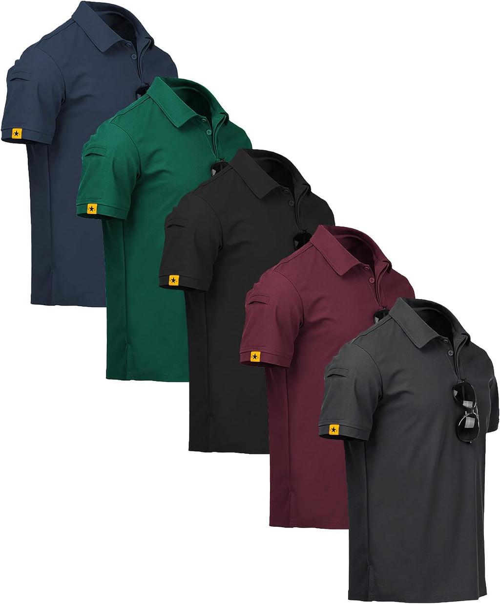 ZITY 5 Pack Mens Polo Shirt Short Sleeve Moisture Wicking Golf T-Shirt