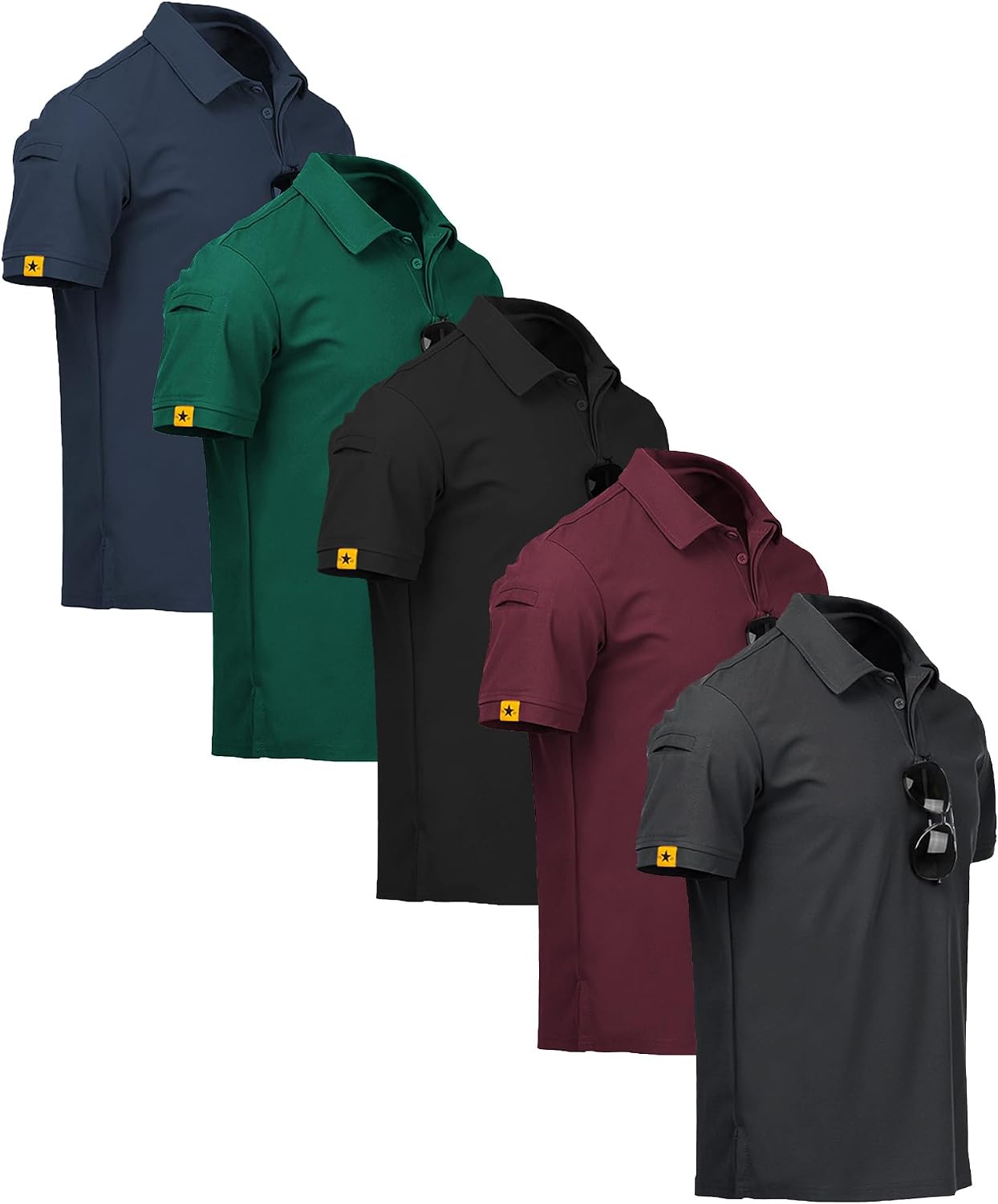 ZITY 5 Pack Mens Polo Shirt Short Sleeve Moisture Wicking Golf T-Shirt