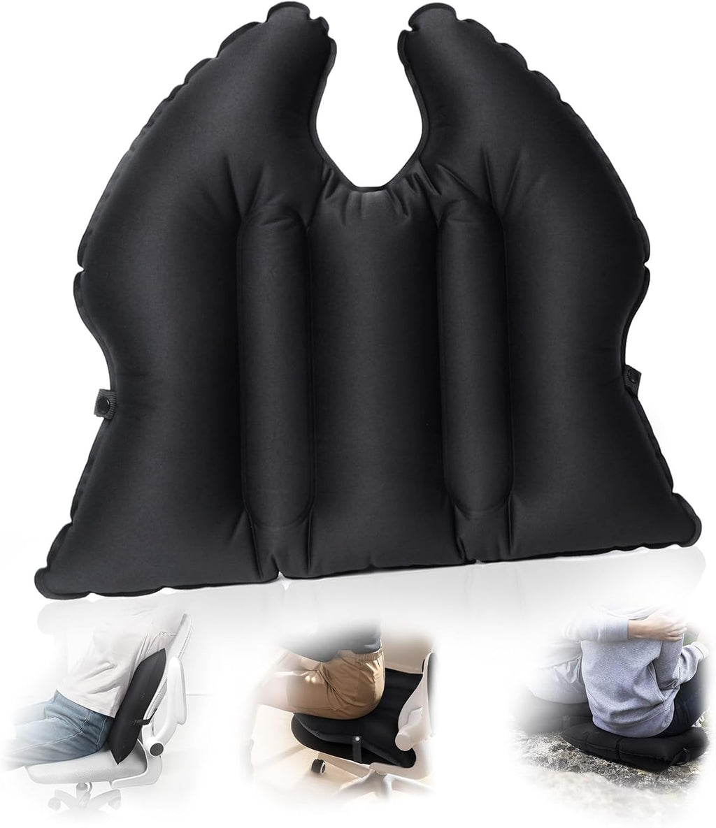 DAWNTREES 2-Pack 2-in-1 Inflatable Seat Cushion & Lumbar Support,Black