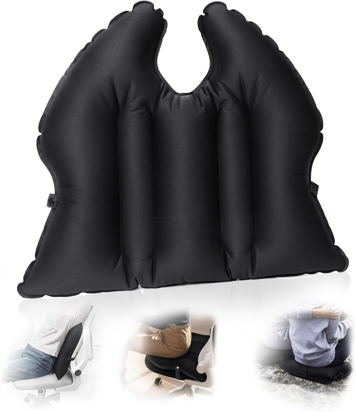 DAWNTREES 2-Pack 2-in-1 Inflatable Seat Cushion & Lumbar Support,Black