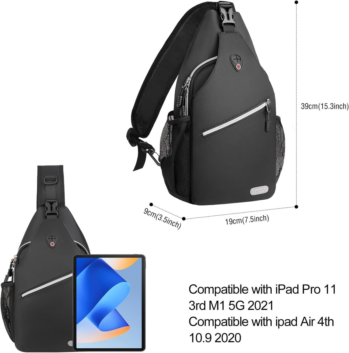 MOSISO Small Sling Bag for Men, Crossbody Shoulder Chest Daypack Bag