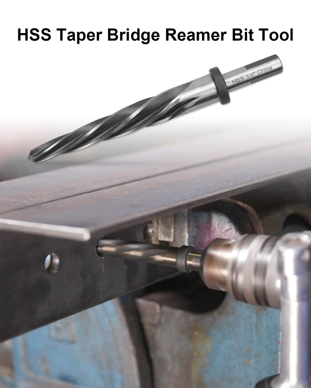 3/4" Drill Bridge/Construction Reamer Bit with 1/2" Shank HSS Taper Chucking Reamer Bit Tool for Steel Metal Wood Alloy Drilling Hole