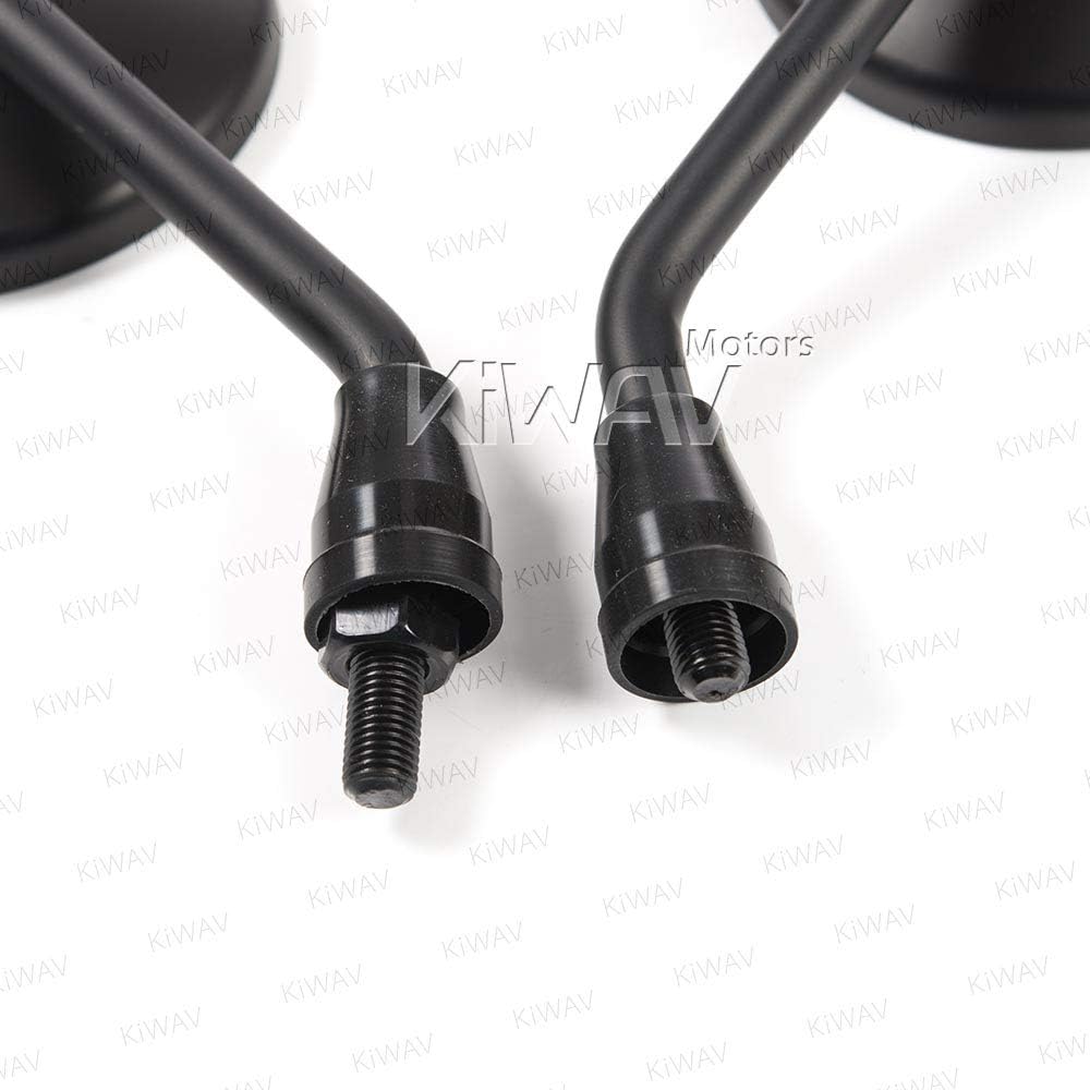 KiWAV Motorcycle 4 Inches Round Mirrors Rear View Side Old School Black Eclipse Short Stem Convex 10mm M10 1.25 Pitch Standard Threads Compatible for Most Metric Bikes Pack of a Pair