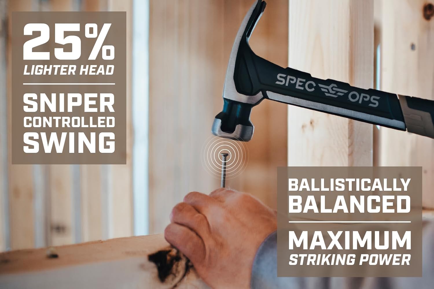 Spec Ops Tools Framing Hammer for Carpentry & Demolition, Magnetic Nail Holder, Rip Claw, Soft Mallet Cap, Milled Face with Mallet Cap 28 Oz