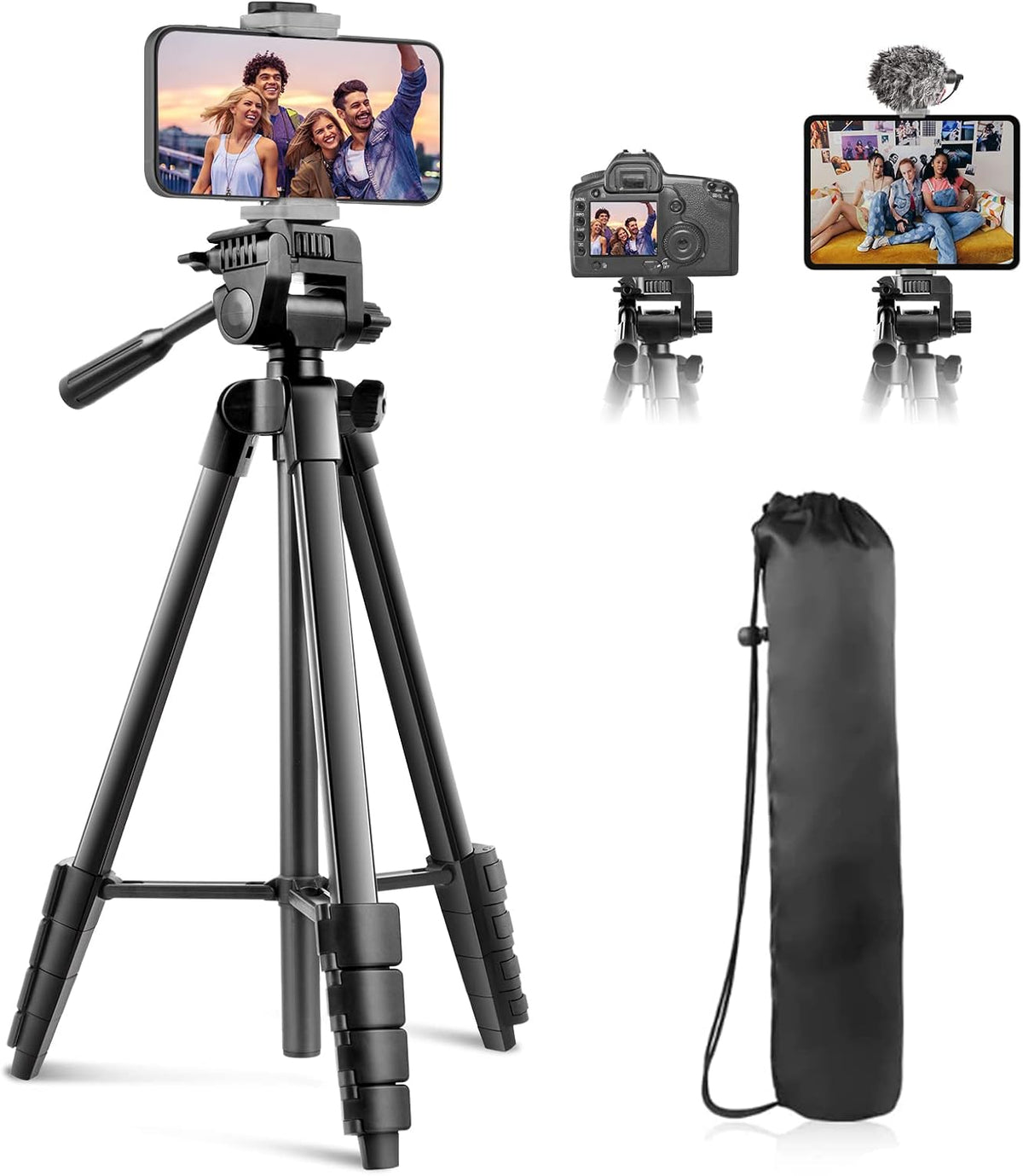 Sensyne 64" Camera Tripod Stand for iPhone & iPad, Phone Holder with Remote