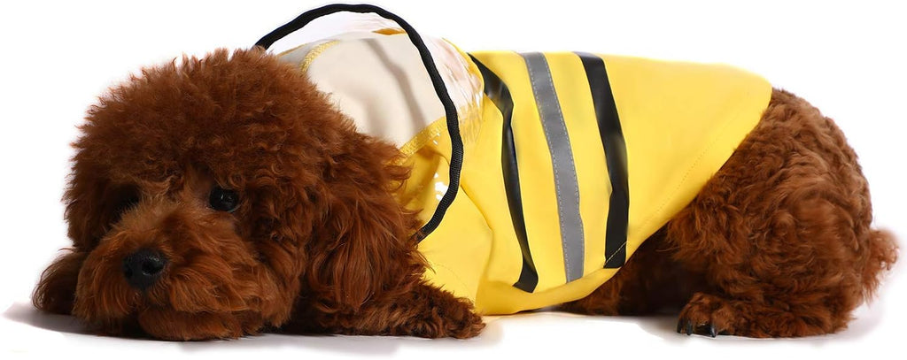 Wizland Reflective Dog Raincoat Dog Rain Jacket with Hood Lightweight Waterproof Rain Coat for Puppies (Yellow XS)