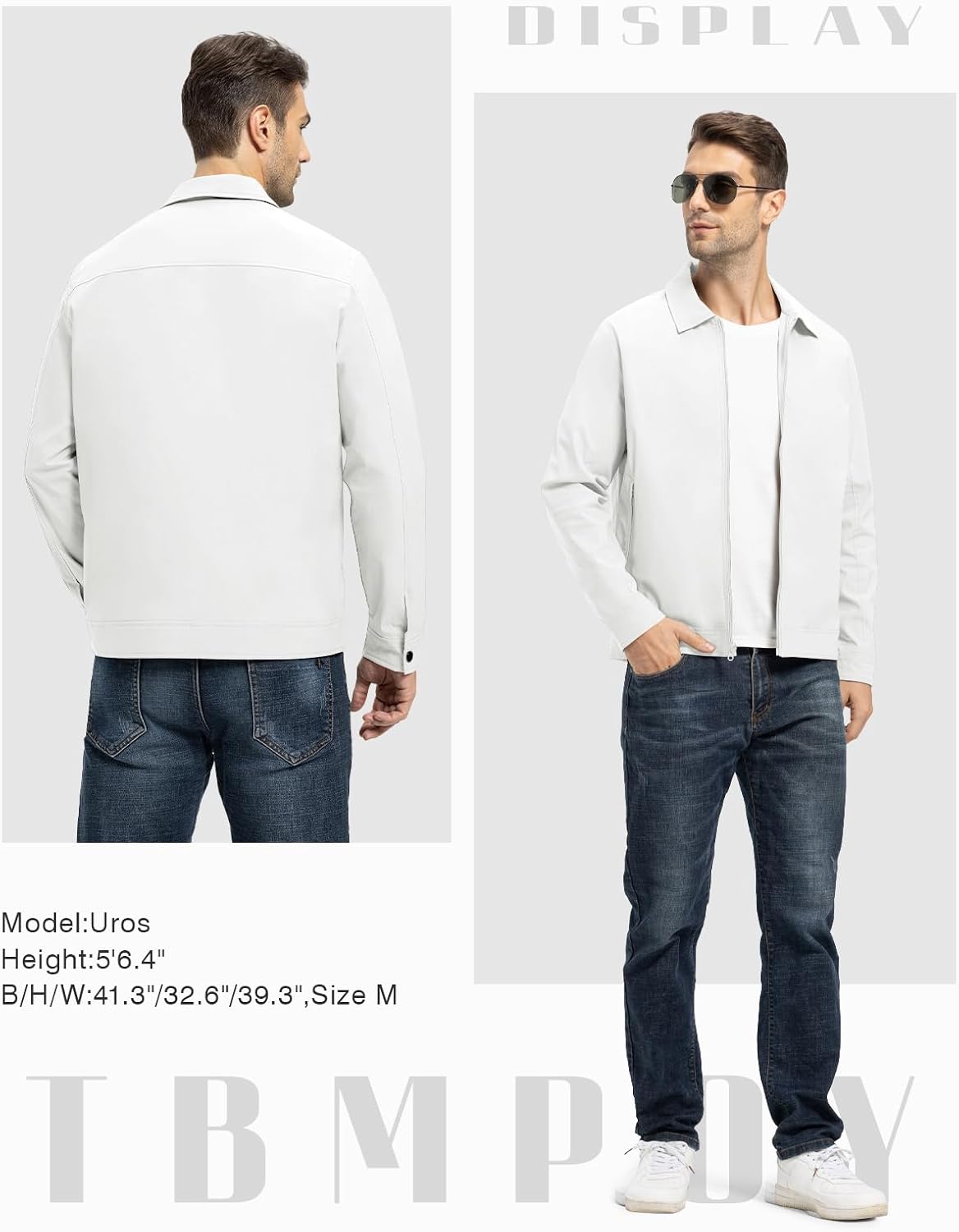 TBMPOY Mens Lightweight Jackets Light Windbreaker Full Zip Casual Work Jacket Golf Business Fall Track Coat with Pockets