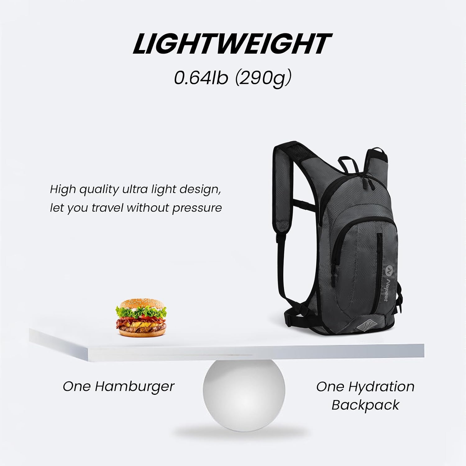 Nepest Hydration Pack Backpack with 2L Water Bladder Reflective Lightweight