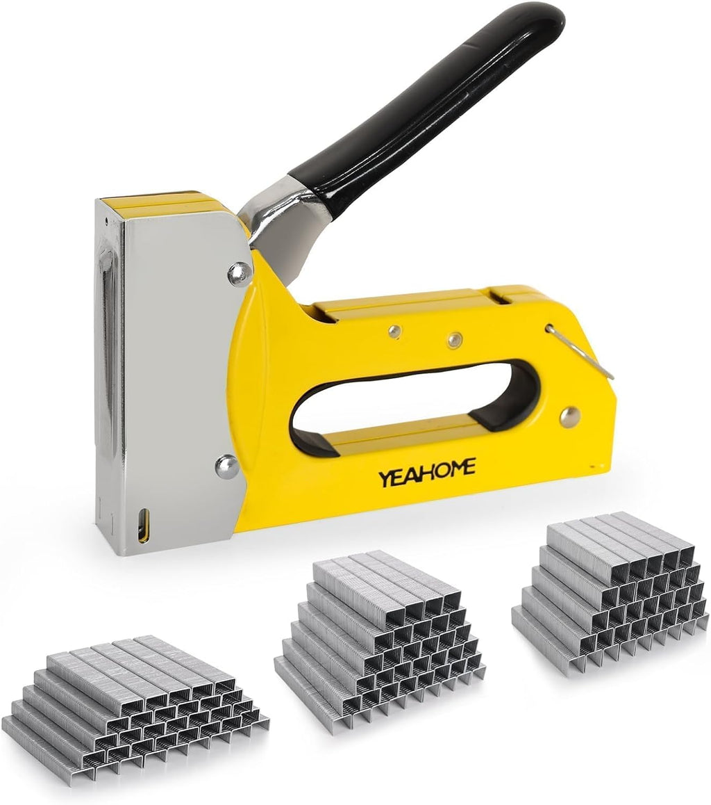 Upholstery Staple Gun Heavy Duty, YEAHOME 4-in-1 Stapler Gun with 4000 Staples, Manual Brad Nailer Power Adjustment Stapler Gun for Wood, Crafts, Carpentry, Decoration DIY