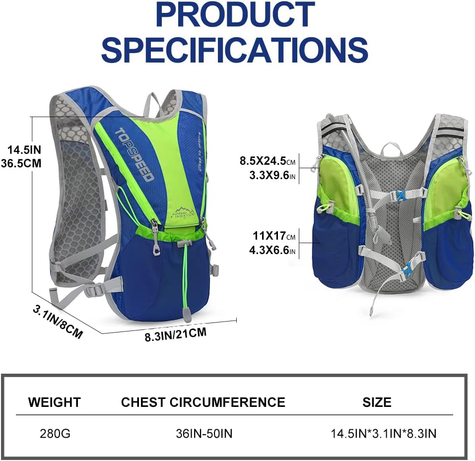 Hydration Pack Backpack, IX INOXTO Running Hydration Vest with 1.5L ( 50 oz) Water Bladder for Men Women, Lightweight Water Backpack for Hiking Cycling Climbing Camping