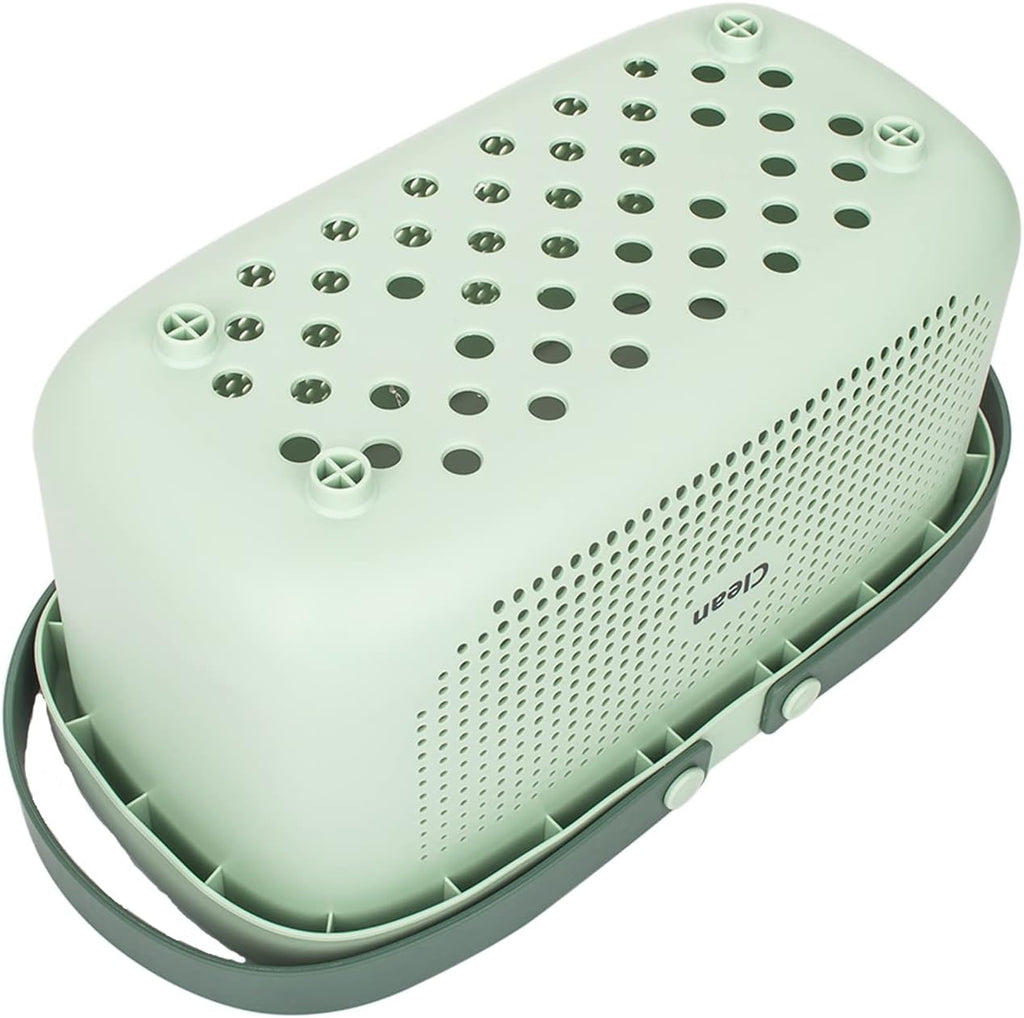 JiatuA Plastic Storage Basket with Handle Portable Shower Caddy Tote Organizer Basket Bin for Bathroom Kitchen Dorm Room Bedroom, Green