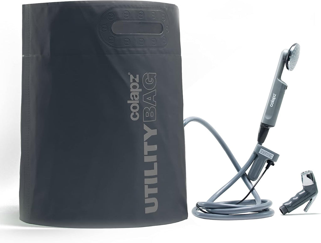 Colapz 12V Camping Shower Portable - High Pressure Outdoor USB Rechargeable Camping Shower - Kit with 9 Gallon Water Bag - Van Life RV Beach Hiking Dog Washing