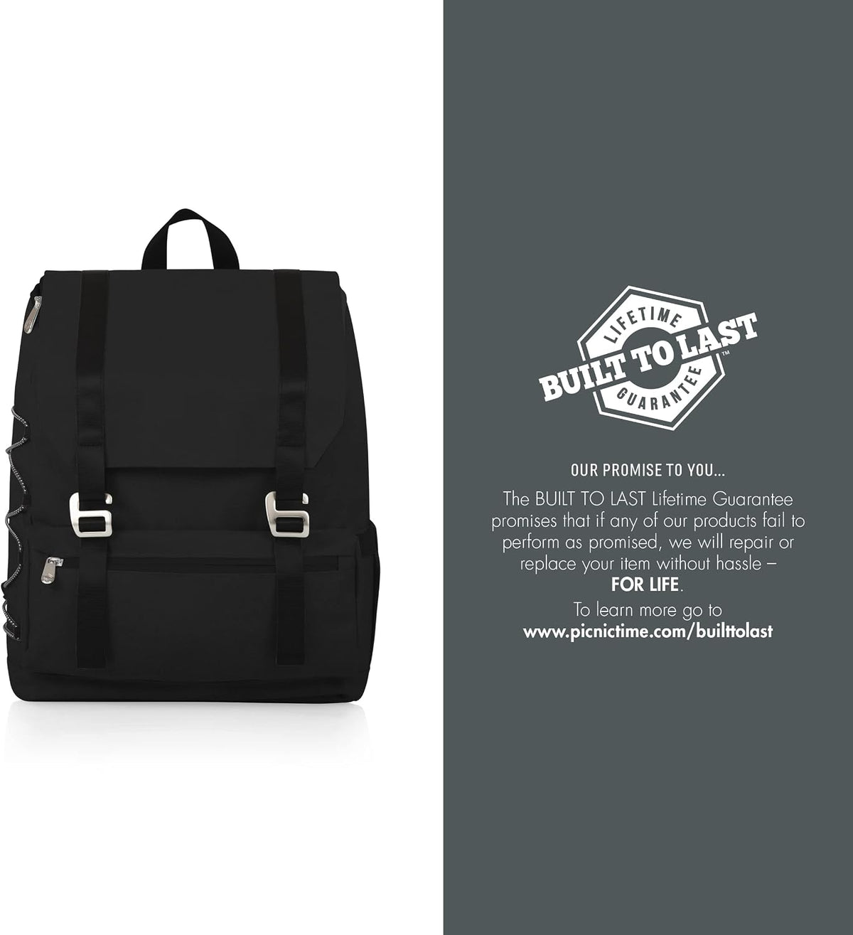 Picnic TIME OTG Traverse Backpack Cooler, Modern Backpack Cooler with 28-Can Capacity, Fully Insulated Outdoor Bag with Water Resistant Interior, Pockets, Straps, and Bottle Opener, (Black)