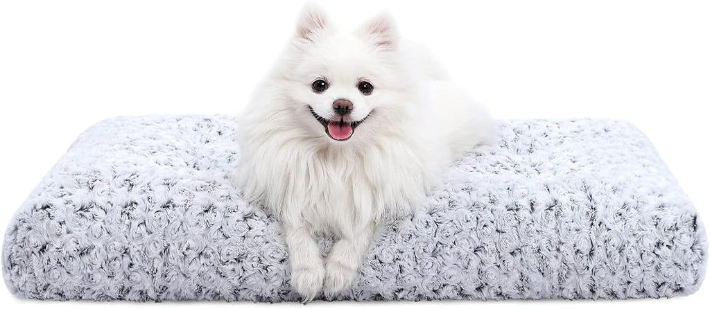 KSIIA Washable Dog Bed Medium Size Dog Crate Bed Plush Pet Mat 35"x23" Gray