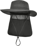 Men&Women Foldable Outdoor Sun Hat with Packable Neck Flap, UV Sun Protection Wide Brim Safari Cap