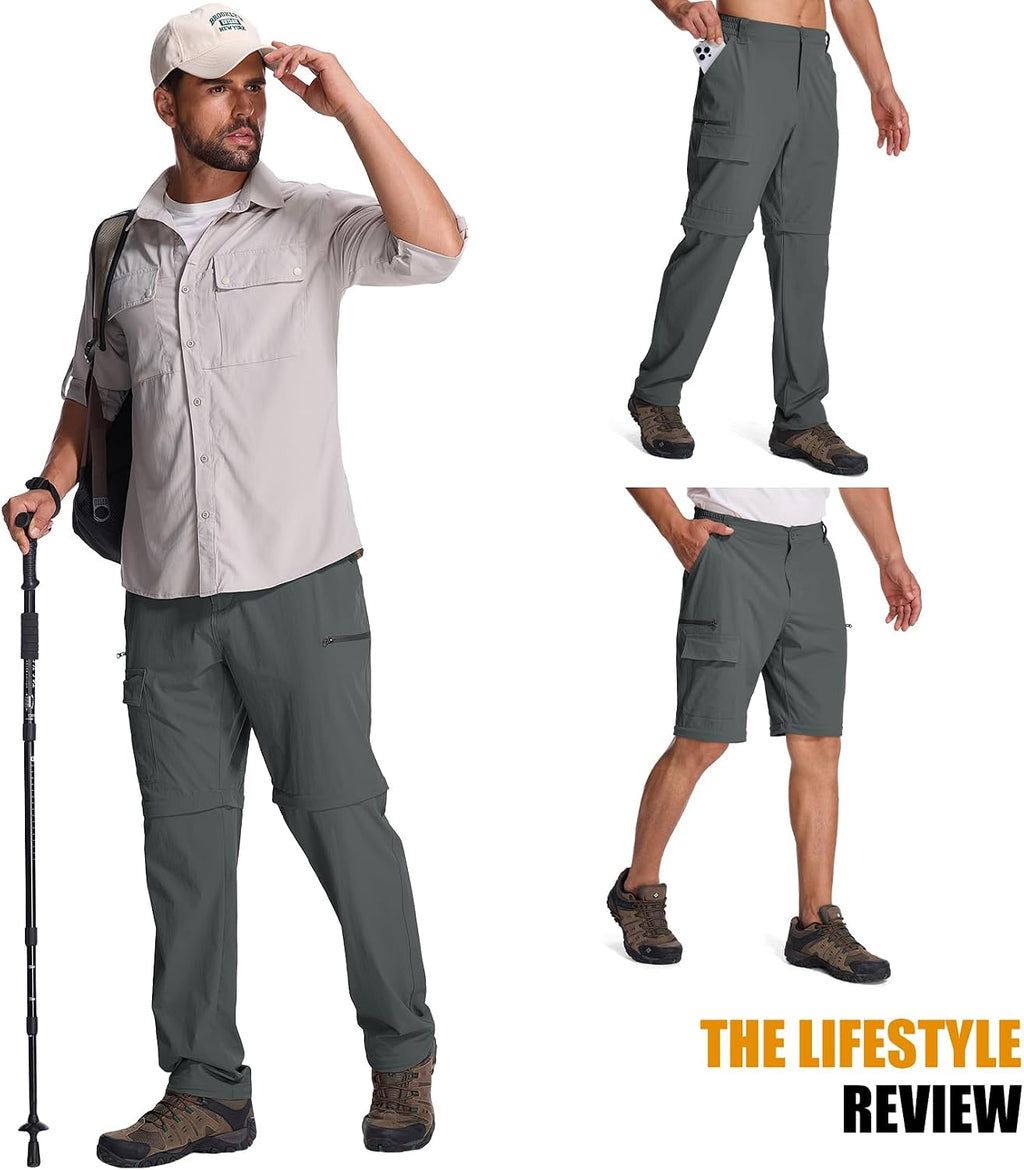 Mens Hiking Pants Cargo Safari Pants for Men Zip Off Outdoor Convertible