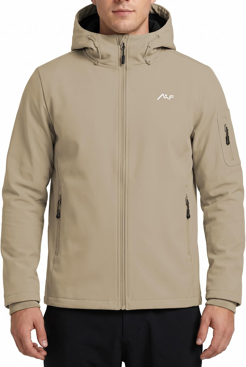 WULFUL Men's Lightweight Softshell Jacket Warm Fleece Lined Windbreaker Waterproof Soft Shell for Outdoor Hiking