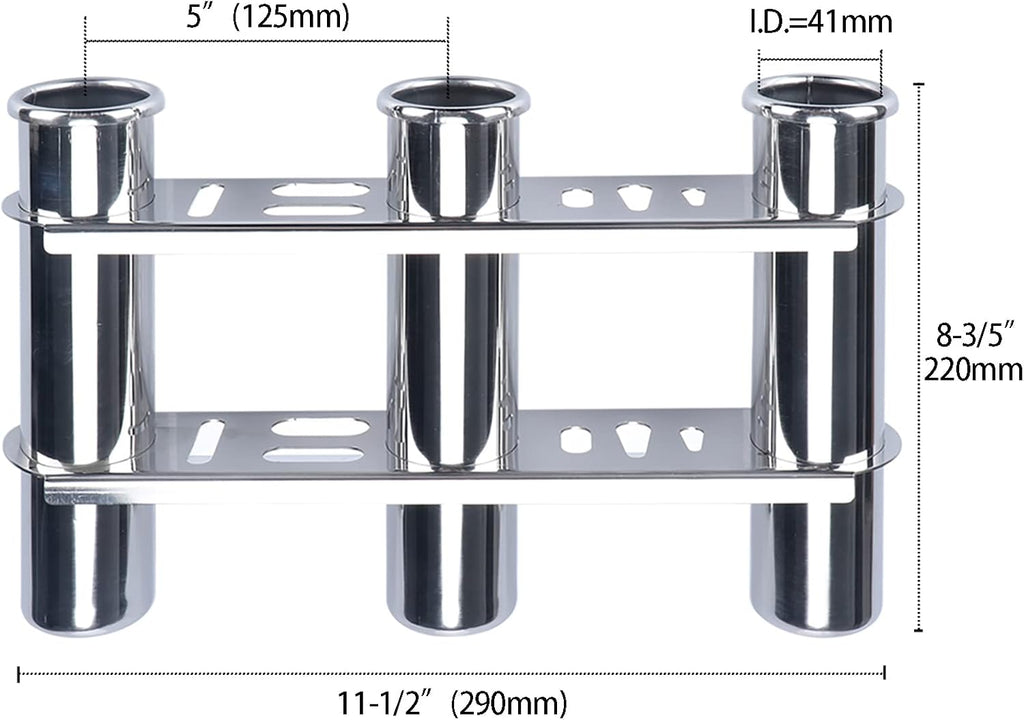 Fishing Rod Holder for Boat, Vertical Wall Mounted Fishing Rod Rack, Stainless Steel Rod Holder for Marine Boat,Fishing Boat, Truck (3 Tubes Upgrade)