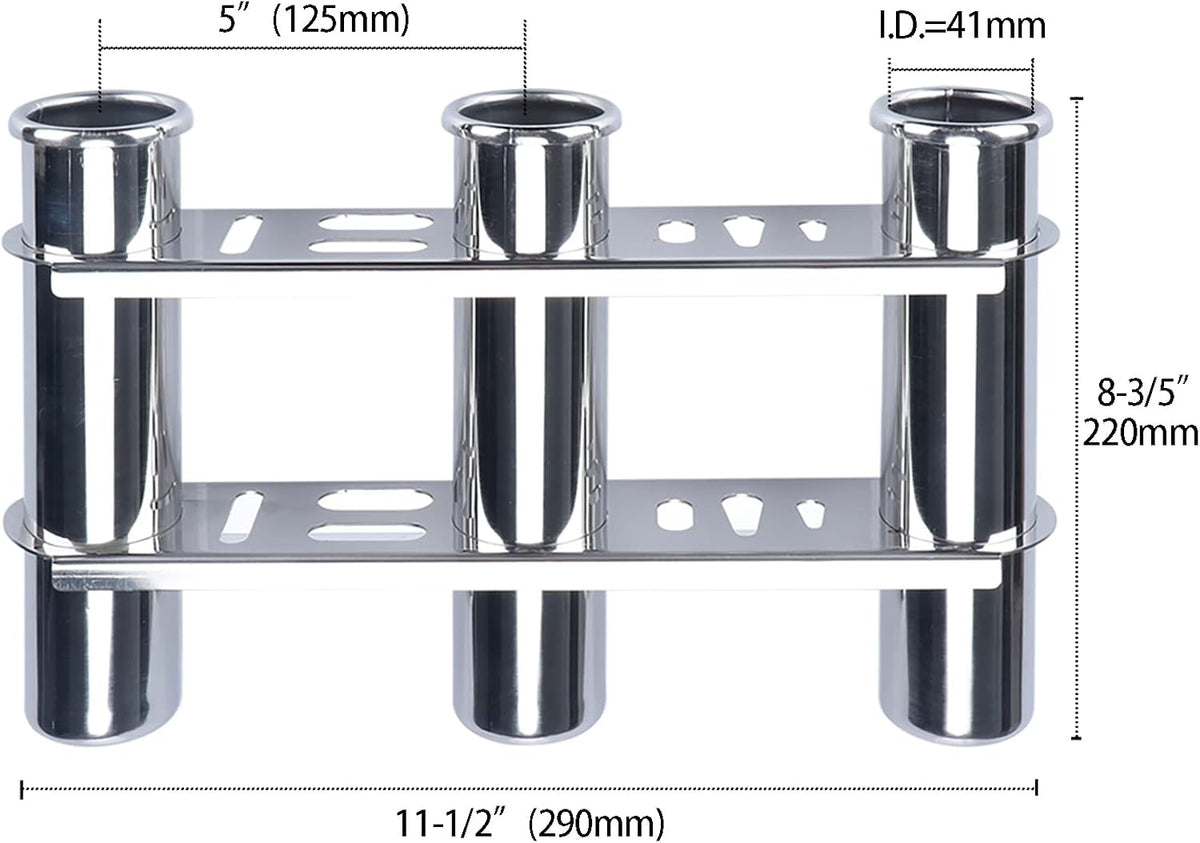 Fishing Rod Holder for Boat, Vertical Wall Mounted Fishing Rod Rack, Stainless Steel Rod Holder for Marine Boat,Fishing Boat, Truck (3 Tubes Upgrade)