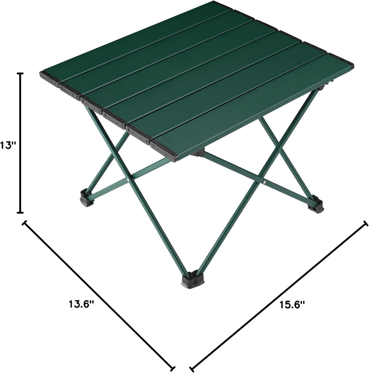 Tesouro Portable Camping Table,Folding Side Table Aluminum Top for Outdoor Cooking, Hiking, Travel, Picnic (Blackish Green-Small)