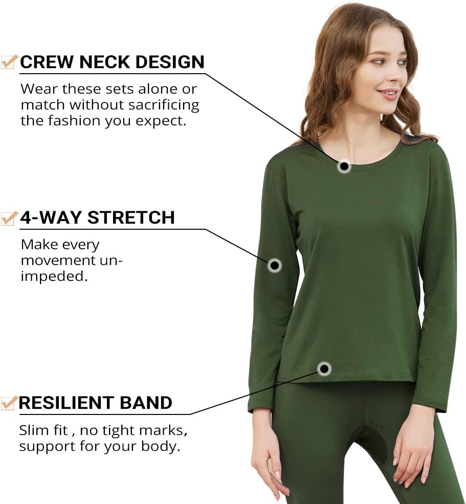 Women's Thermal Underwear Base Layer with Fleece Lined Winter Cold Weather