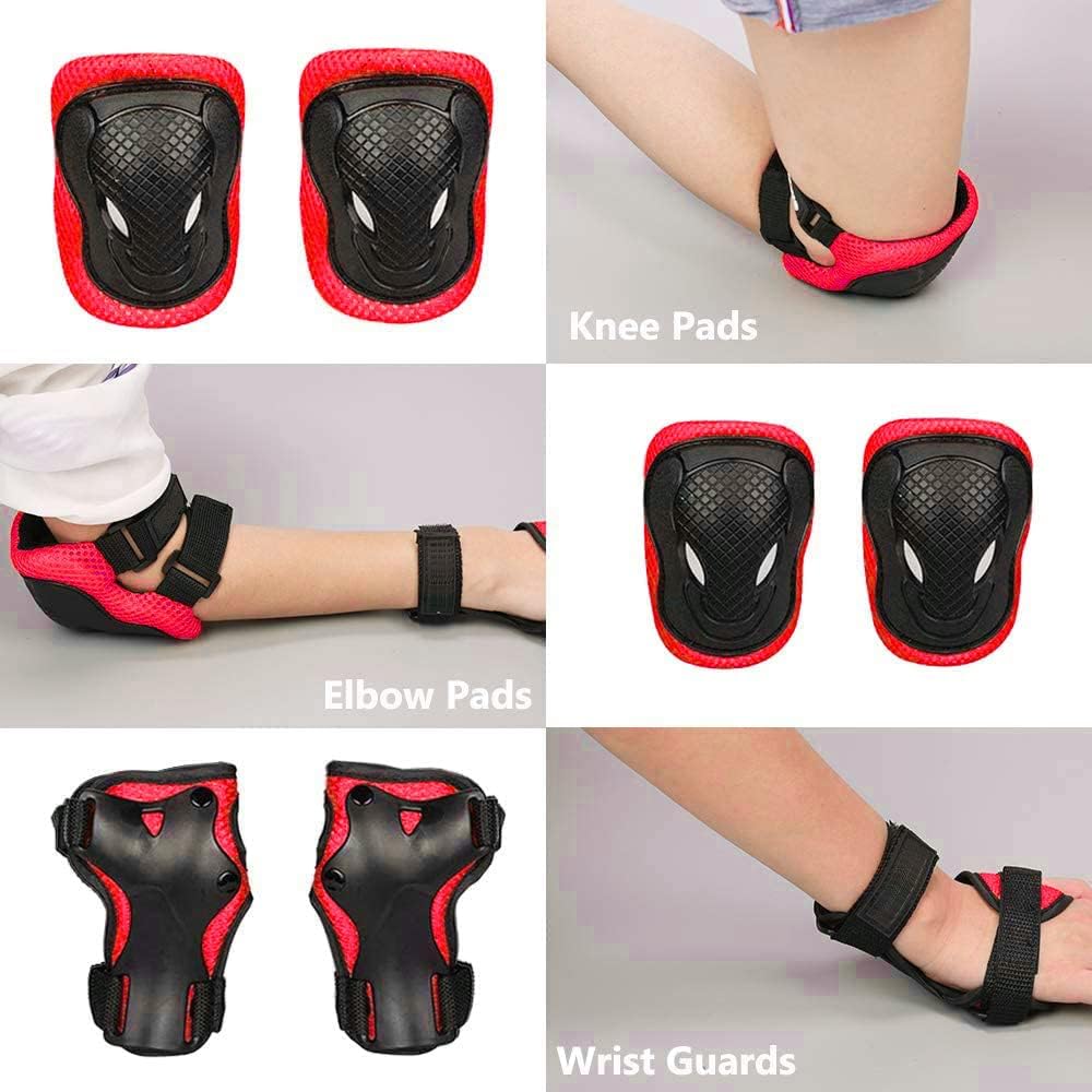 Kids Bike Helmet Skateboard Knee Pads - Kids Helmet Elbow Pads Wrist Guards Adjustable for 5~15yrs Girl Boy Kids Protective Gear Set for Sport Cycling Bike Roller Skating Scooter