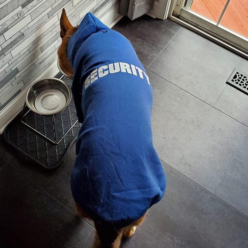 BINGPET Security Dog Hoodie, Pet Sweater Clothes with Leash Hole, Blue