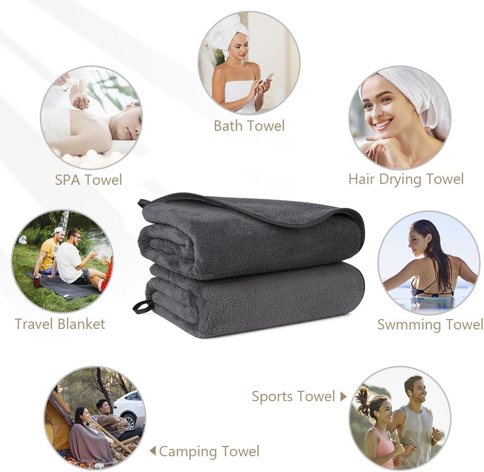Orighty Bath Towels, Soft Feel Bath Towel, 2 Pack (27'' x 54'')