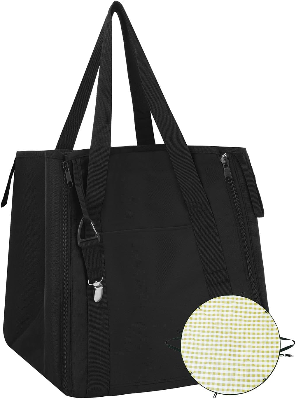 GRANNY SAYS 2-in-1 Waterproof Picnic Blankets & Tote Bag for Camping, Black