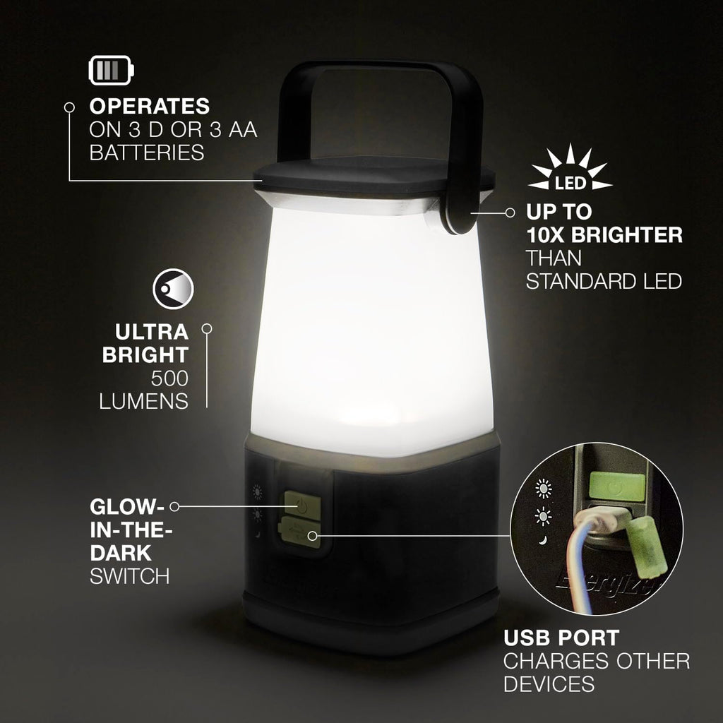 ENERGIZER WeatheReady LED Camping Lantern PRO-360, IPX4 Water Resistant Tent Light, Ultra Bright Battery Powered Lanterns for Camping, Outdoors, Emergency Power Outage