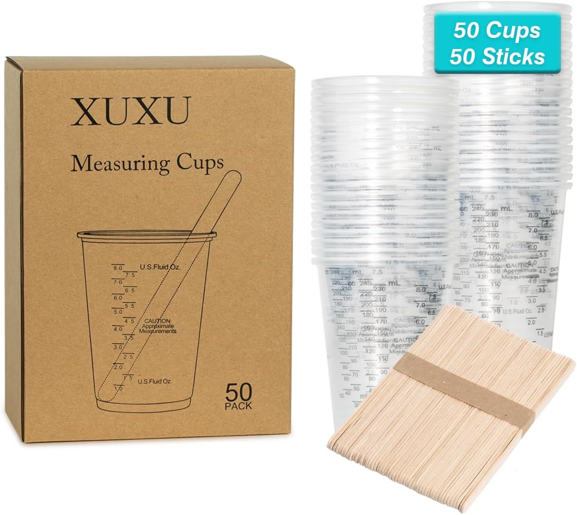 XUXU 50pcs 8oz Graduated Clear Plastic
