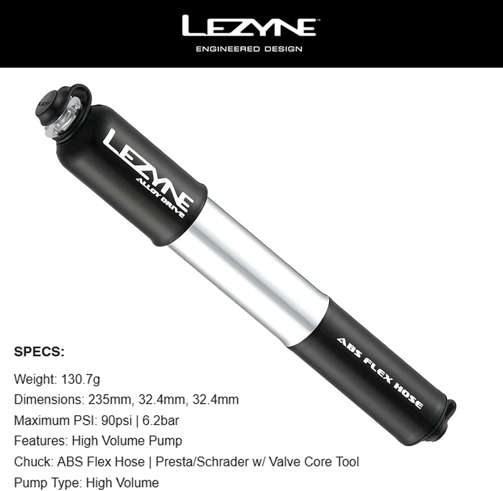LEZYNE Alloy Drive High Volume 90psi Bicycle Hand Pump