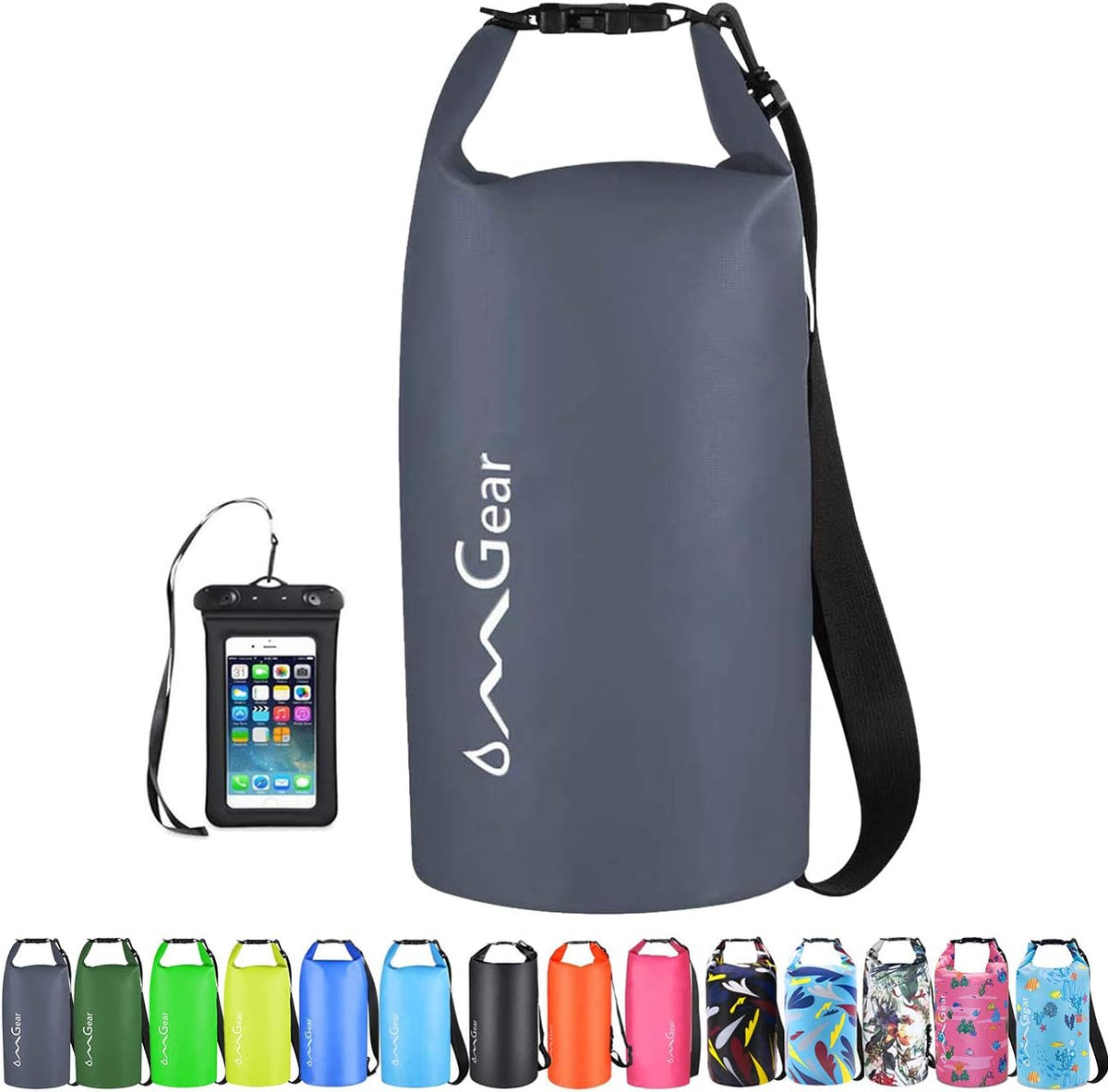 OMGear Waterproof Dry Bag Backpack Phone Pouch 40L/30L/20L/10L/5L Floating Dry Sack for Kayaking Boating Outdoors Activities