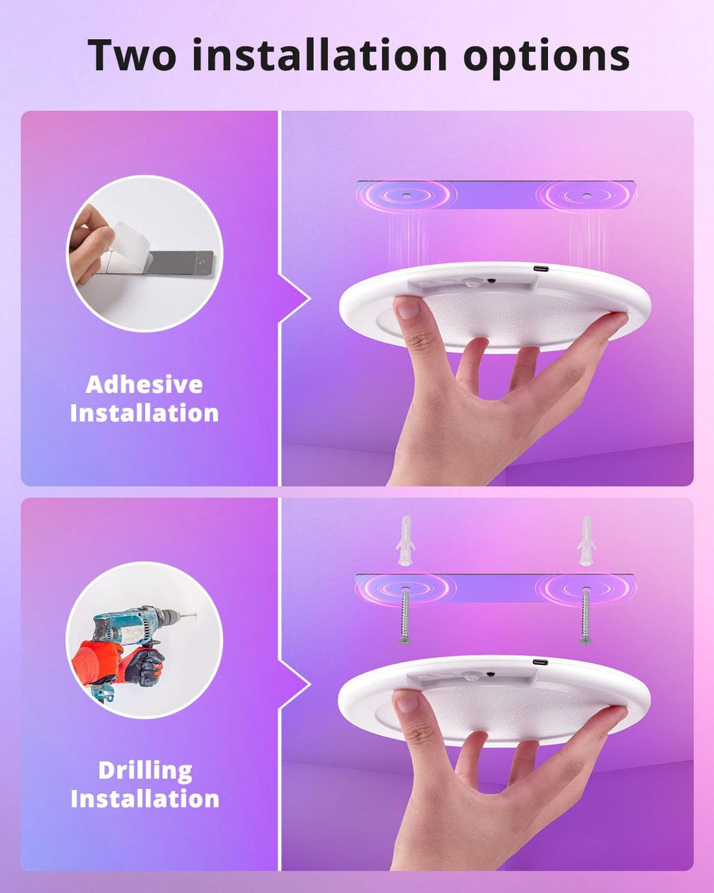 wowatt RGB Rechargeable Shower Lights for Inside Shower Waterproof IP44