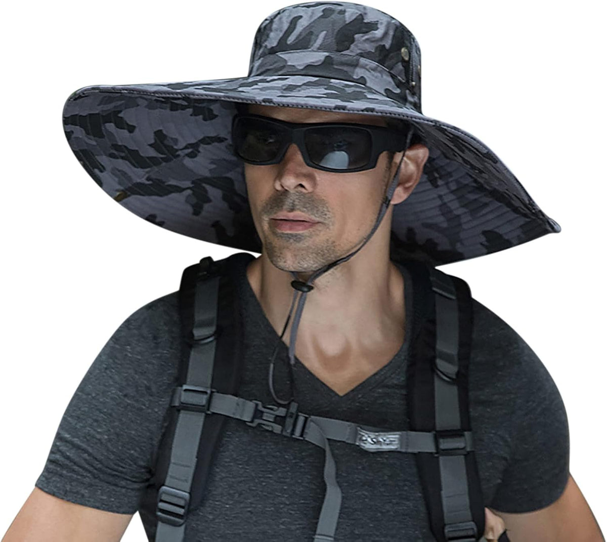 Leotruny Men Wide Brim Sun Hats UPF50+ Waterproof Breathable Bucket Hat