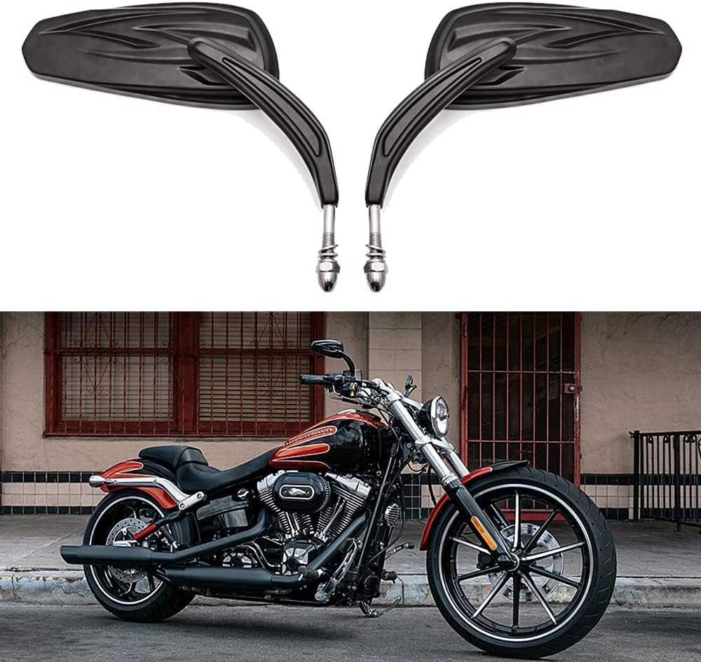 DREAMIZER Sportster Mirrors Compatible with Harley Road King Street Electra Glide Dyna Softail Road Glide Motorcycle Rearview 1982-2026 (Black Irregular)