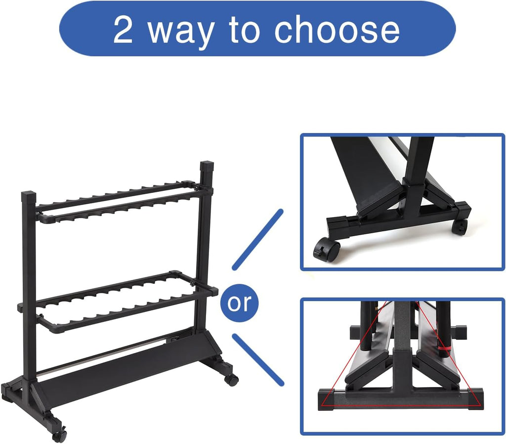 JOYWAVE Aluminium Fishing Rod Holders, Portable Fishing Rod Rack, Holds Up to 24 Rods, Modern Matte Black, 27.9x12.6x27.5 inches
