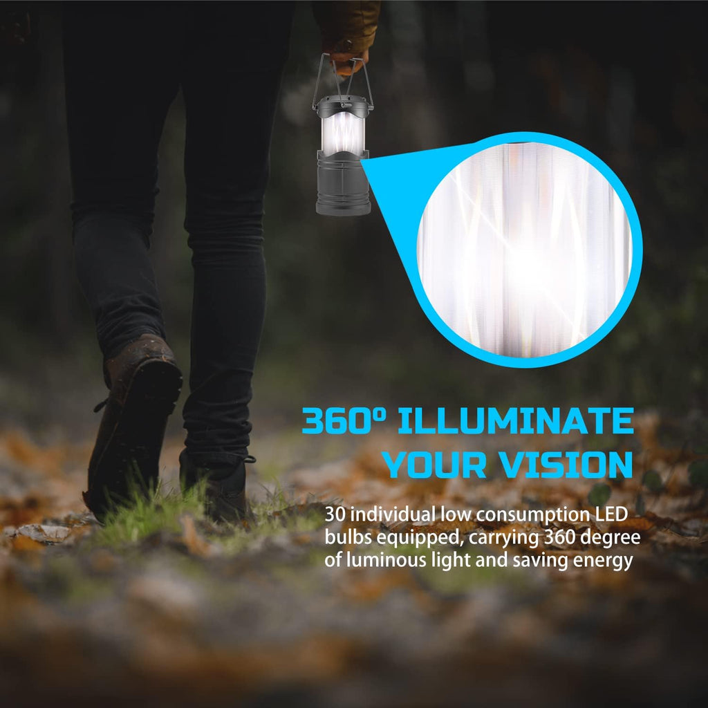 Lichamp 4 Pack LED Camping Lanterns, Dark Gray