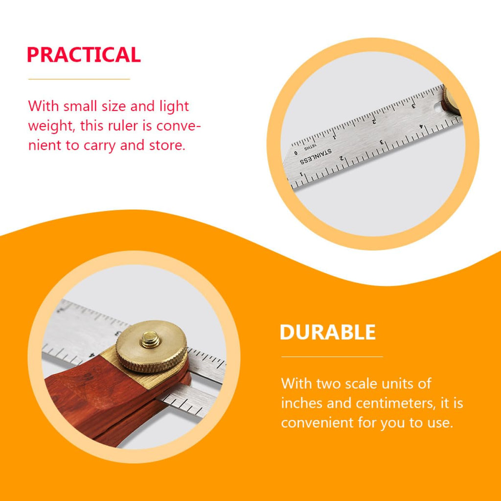 Adjustable T-Bevel Sliding Angle Ruler with Wooden Knob Stainless Steel Multi-Angle Measurement Tool Millimeter Scales for Woodworking Carpentry and Precision Crafting