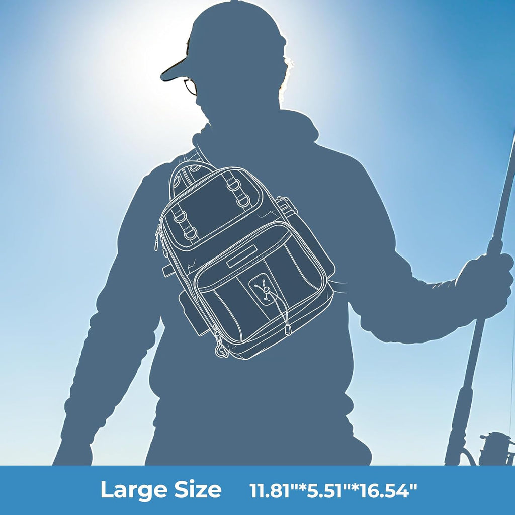KastKing BaitSpace Fishing Sling Bag, Fishing Backpack with Rod Holder