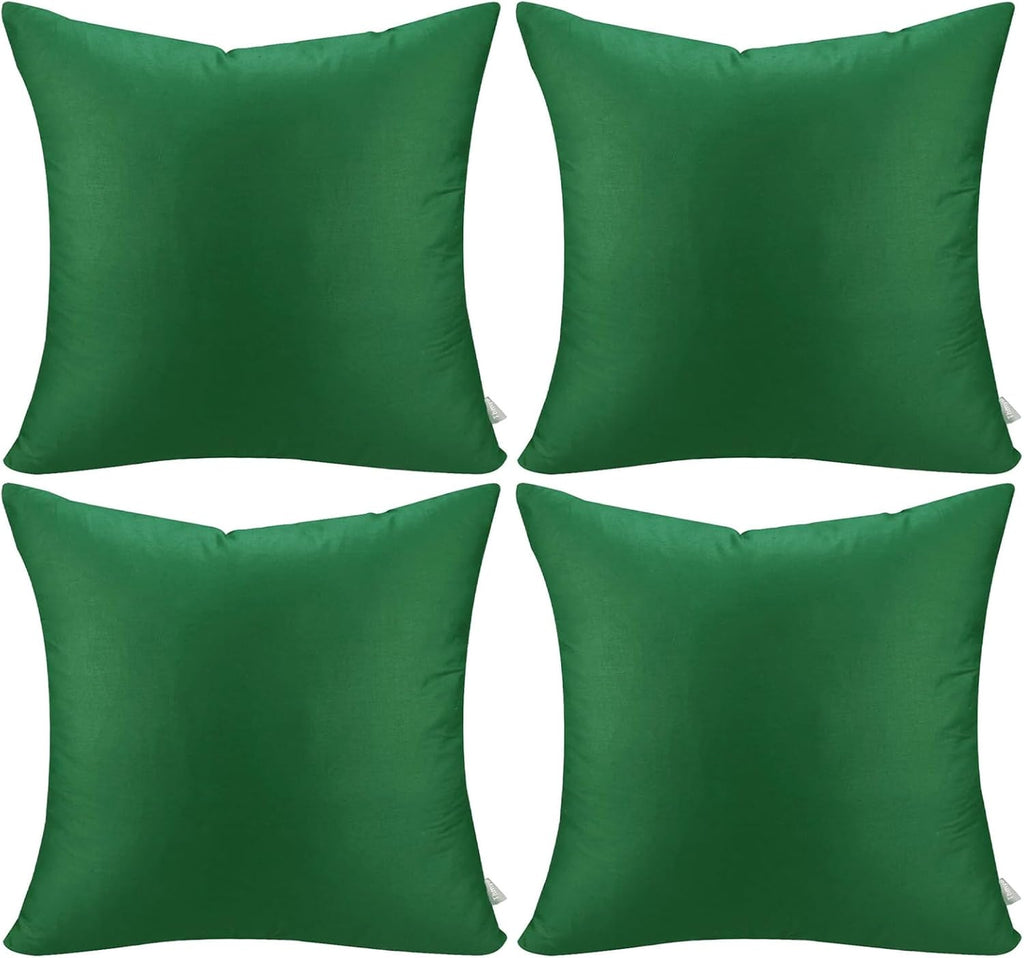 Thmyo 4-Pack 100% Cotton Comfortable Solid Decorative Throw Pillow Case Square Cushion Cover Pillowcases St Patricks Day DIY Throw Pillow Covers for Sofa(18x18 inch/ 45x45cm,Christmas Green)