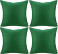 Thmyo 4-Pack 100% Cotton Comfortable Solid Decorative Throw Pillow Case Square Cushion Cover Pillowcases St Patricks Day DIY Throw Pillow Covers for Sofa(18x18 inch/ 45x45cm,Christmas Green)