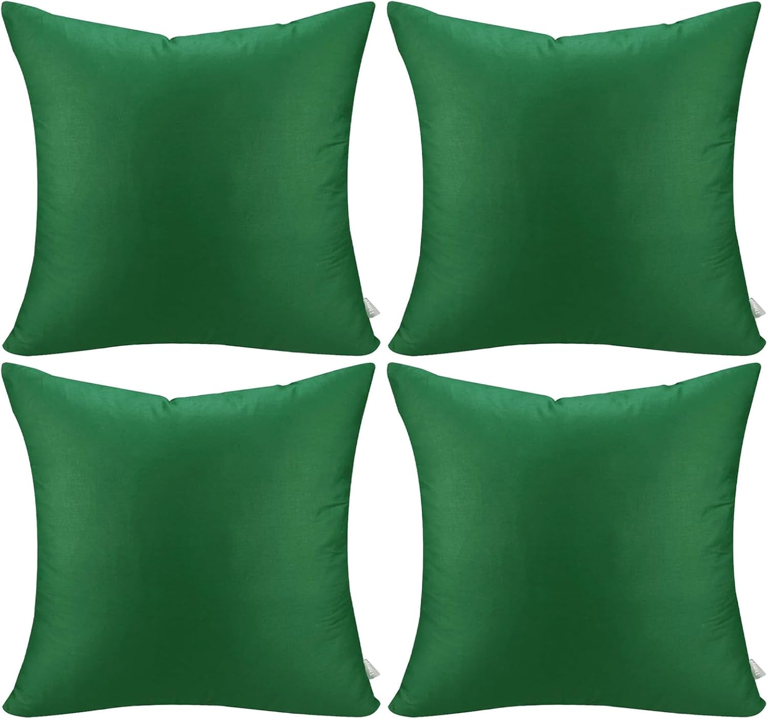 Thmyo 4-Pack 100% Cotton Comfortable Solid Decorative Throw Pillow Case Square Cushion Cover Pillowcases St Patricks Day DIY Throw Pillow Covers for Sofa(18x18 inch/ 45x45cm,Christmas Green)