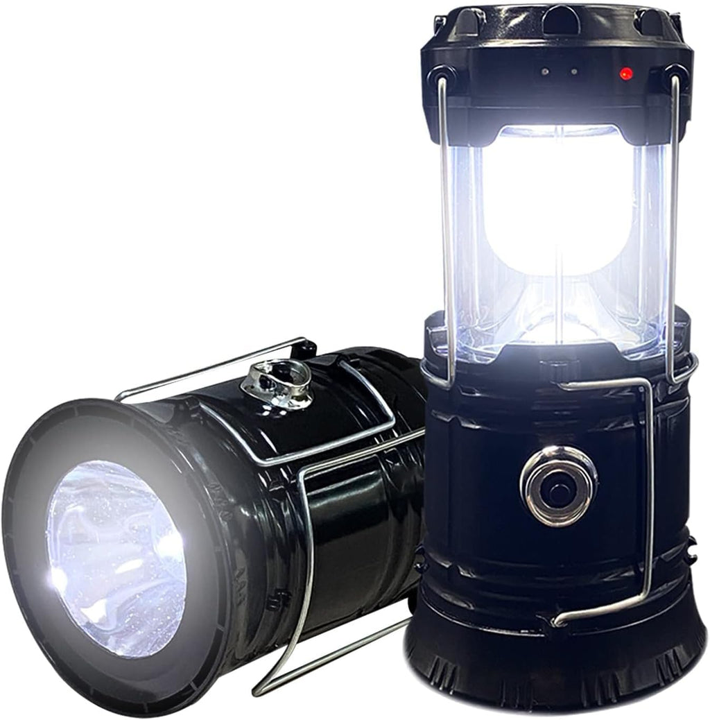 2-Pack Collapsible Camping Lantern XTAUTO Solar USB Rechargeable Portable Lightweight Waterproof LED Flashlight Survival Kits for Indoor Outdoor Home Emergency Light Power Outages Hiking Hurricane