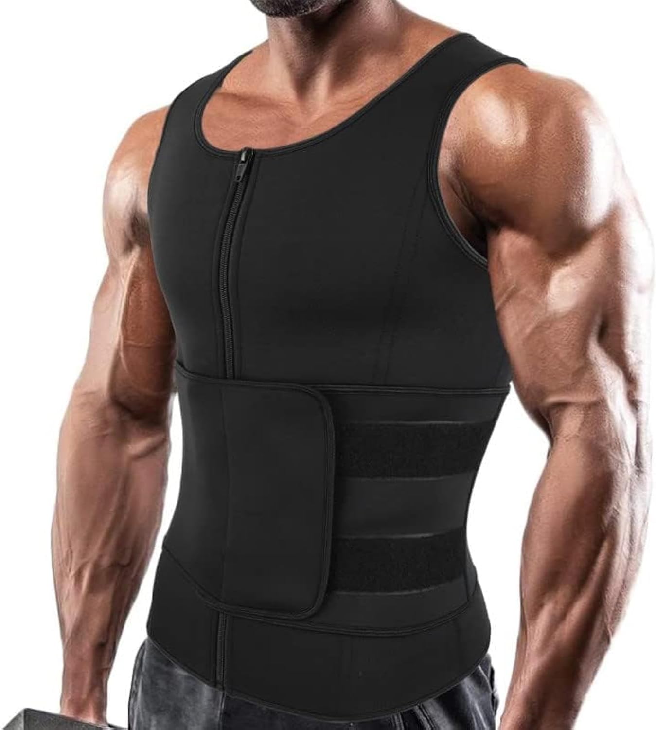 SHAPERIN Men Neoprene Sauna Zipper Waist Trainer Vest Tank Top Trimmer Body Shaper