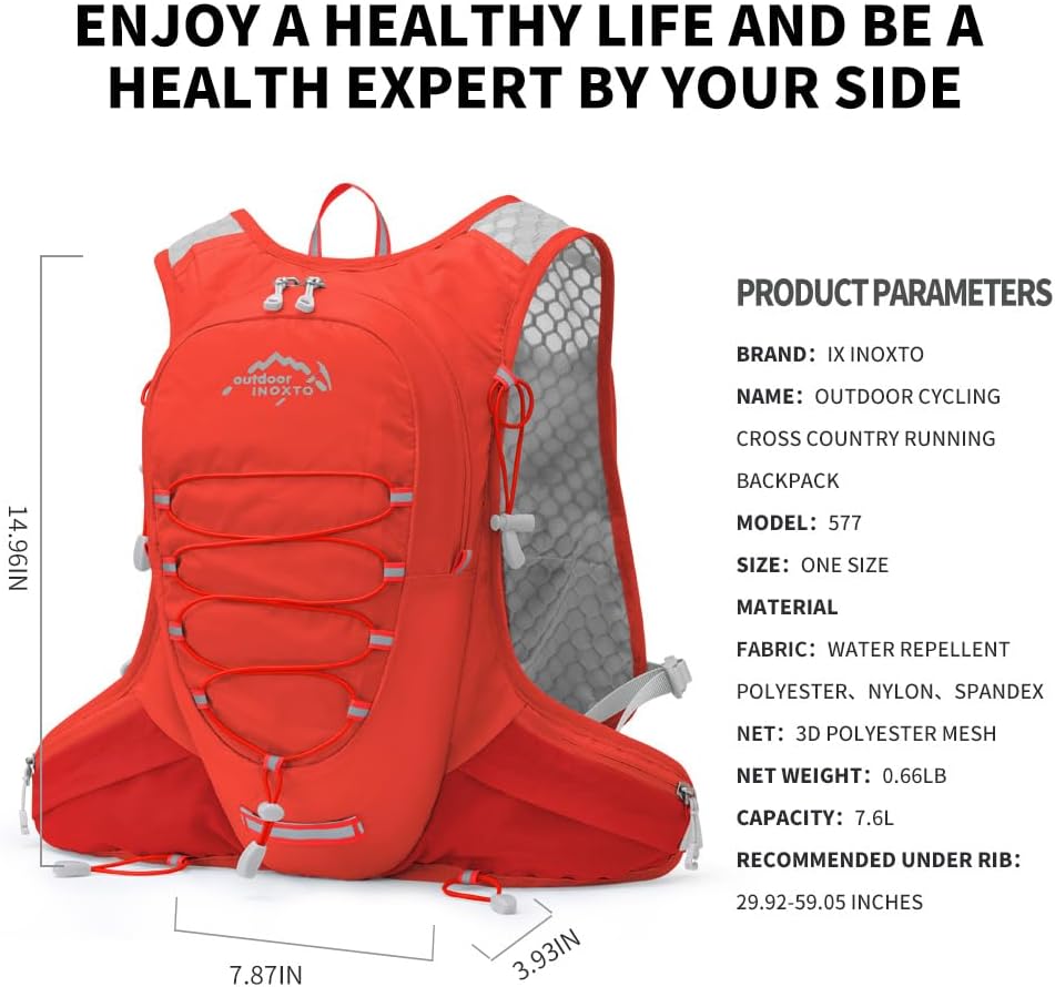 IX INOXTO Running Hydration Vest for Men Women Water Backpack for Running 3L Running Hydration Pack for Trail Running Marathon Race Hiking