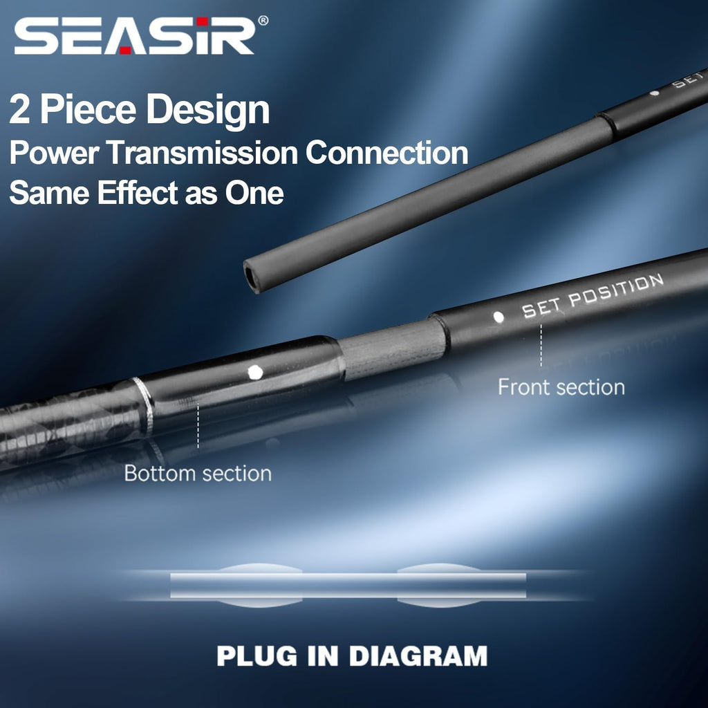 SEASIR Overcast Saltwater Fishing Rod, 2 Piece M/MH, Carbon Fiber