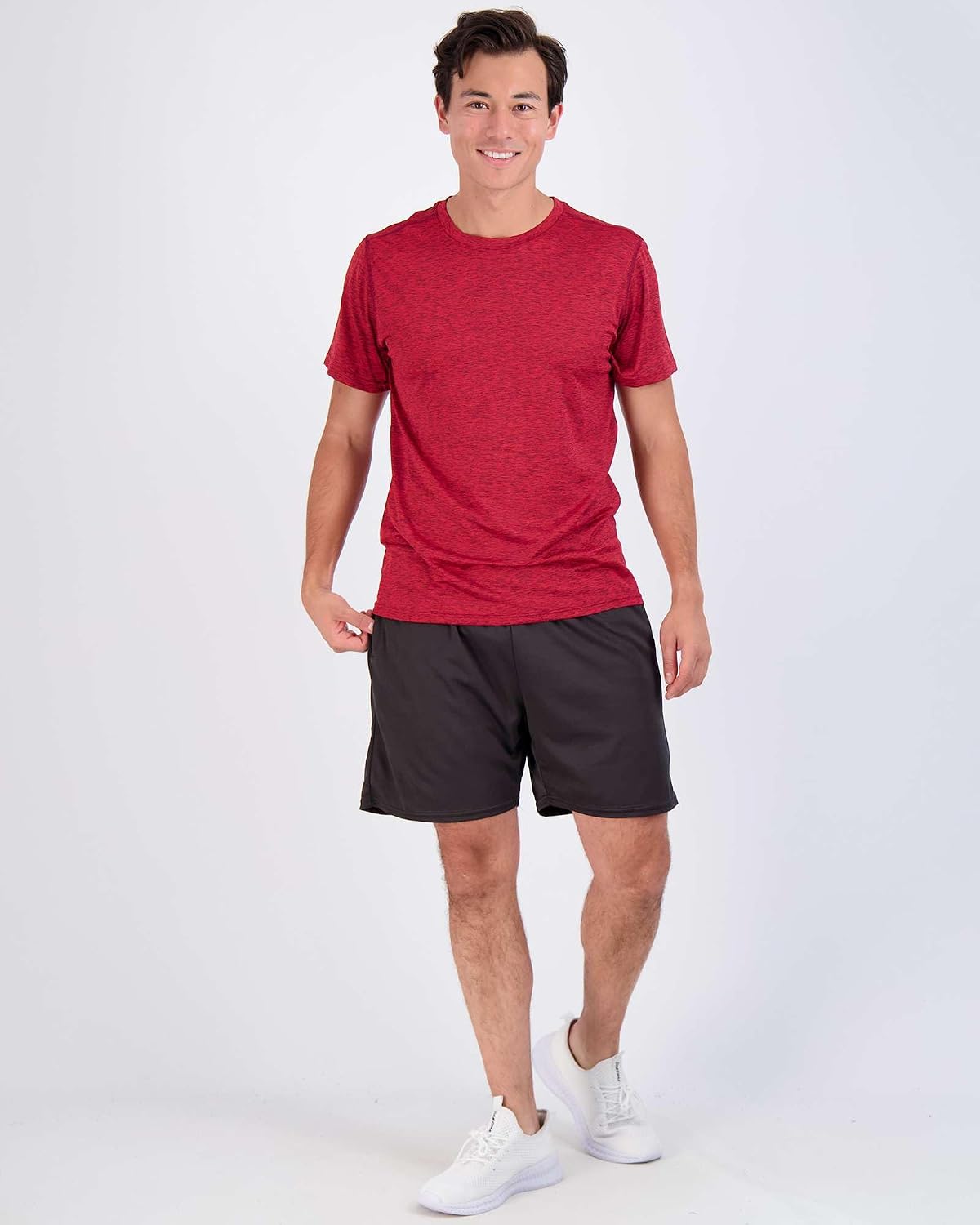 5 Pack Men's Dry Fit Workout T Shirts Crew Neck Athletic Gym Running Tees